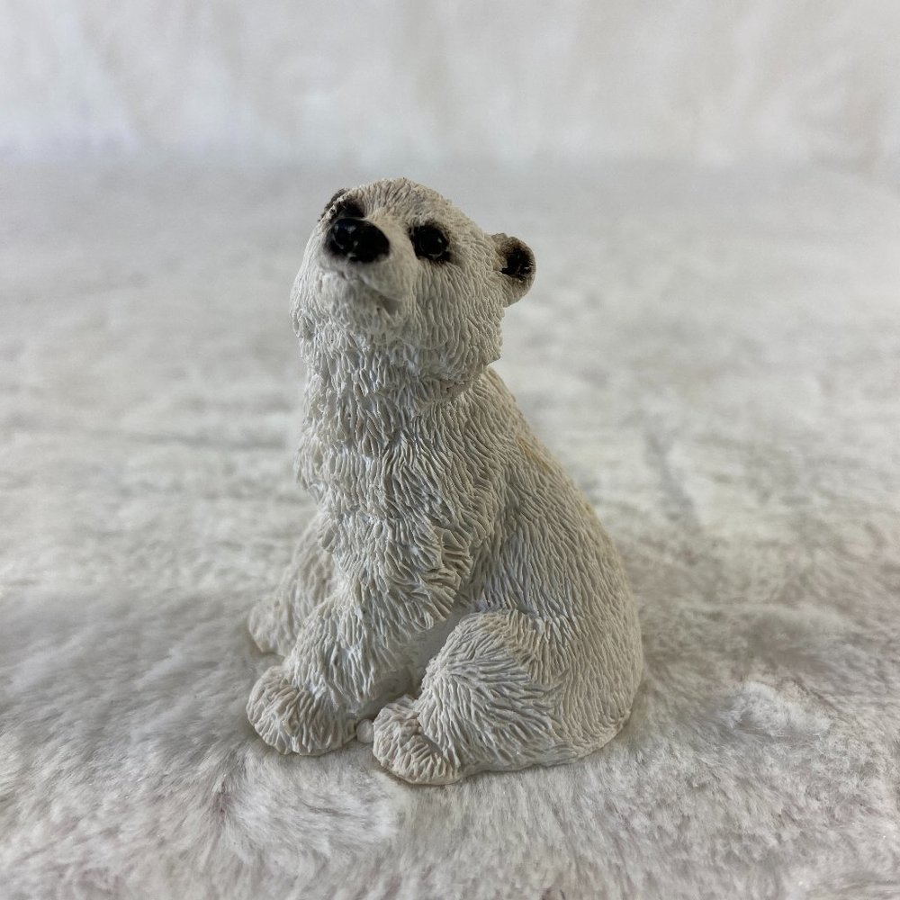 Vintage Stone Polar Bear Mini Figurine UDC 1996 Figurine 2" Tall carved